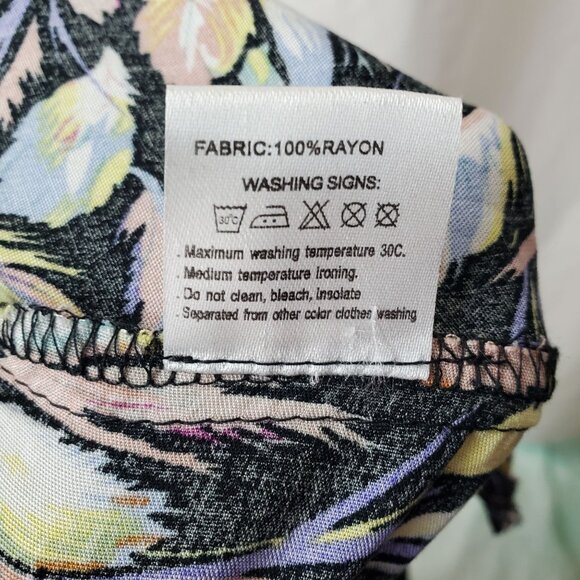 Urban Coco Womens Black Feather Print Elastic Waist Drawstring Pants Size M - Picture 7 of 7